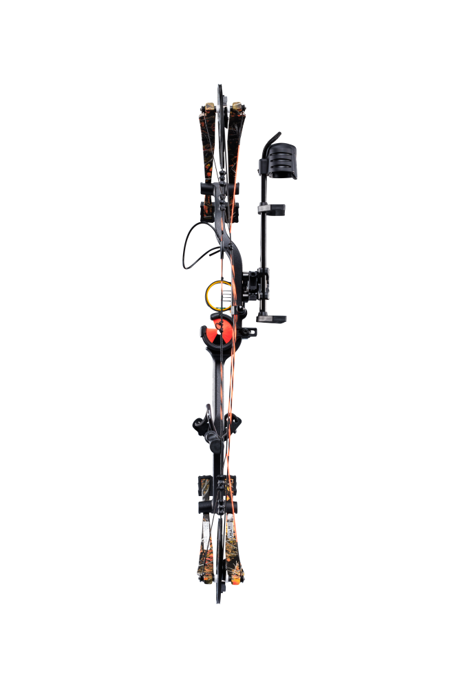 Back view of Bear Archery Cruzer G4 compound bow showcasing its compact 29" axel length.
