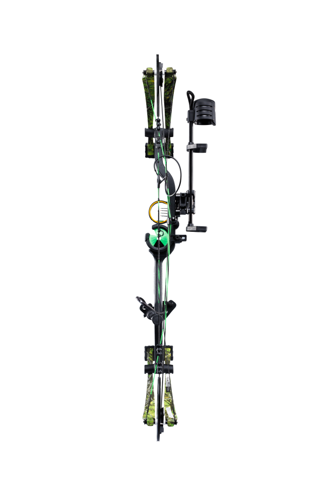 Back view of Bear Archery Cruzer G4 compound bow showcasing its compact 29" axel length.