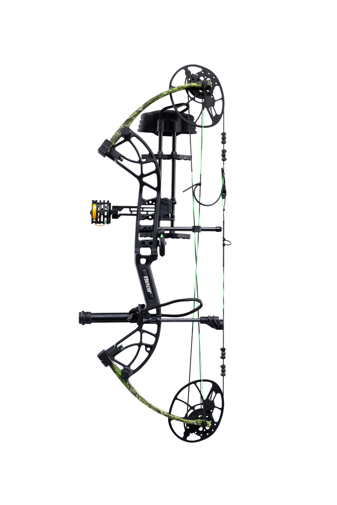 Side view showcasing Trophy Ridge’s ultimate ready-to-hunt package on Bear Archery's Cruzer G4 compact bow. 