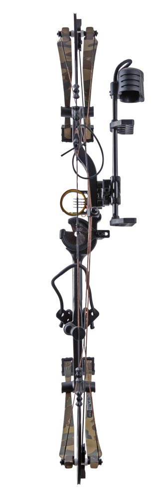 Back view of Bear Archery Cruzer G4 compound bow showcasing its compact 29" axel length.