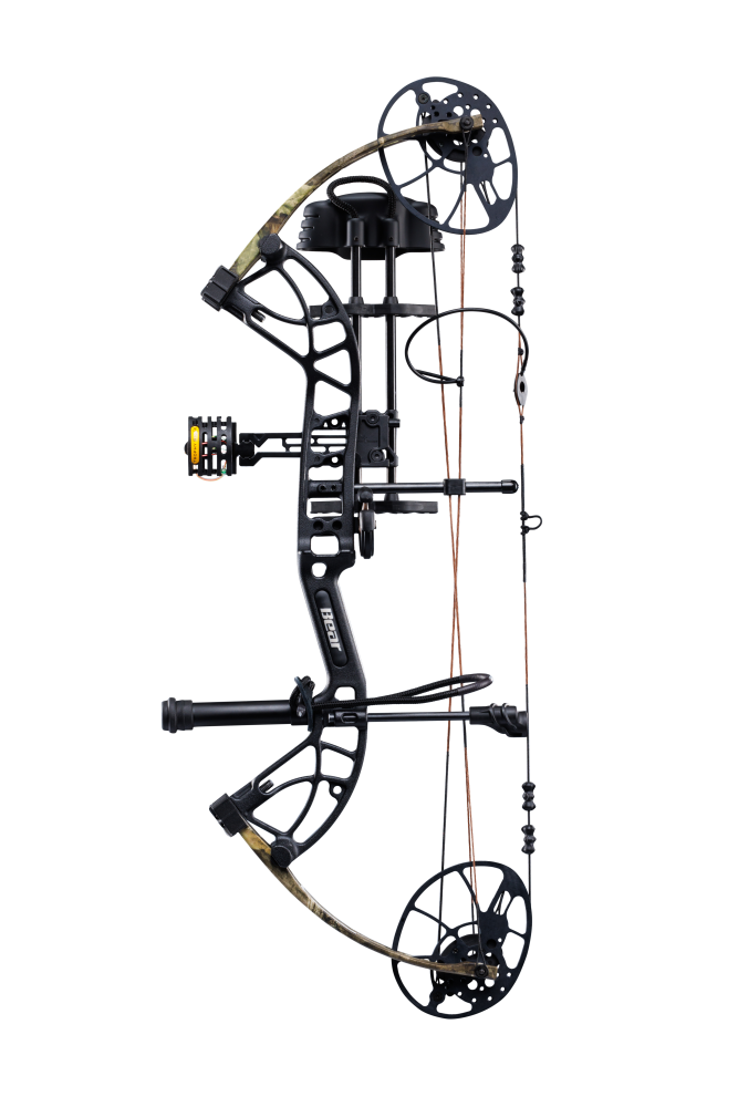Side view showcasing Trophy Ridge’s ultimate ready-to-hunt package on Bear Archery's Cruzer G4 compact bow. 