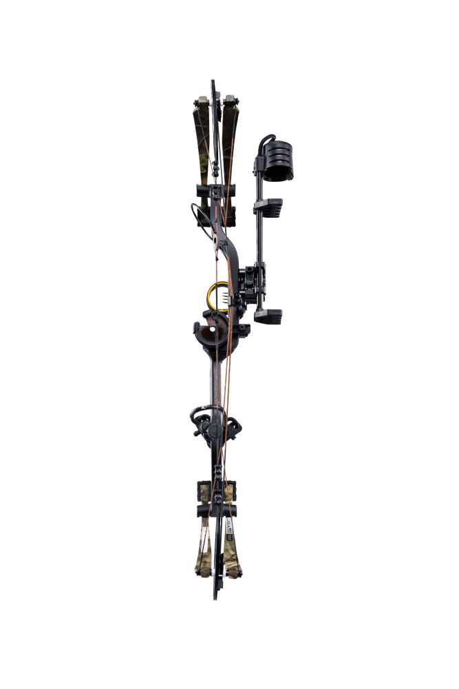 Back view of Bear Archery Cruzer G4 compound bow showcasing its compact 29" axel length.