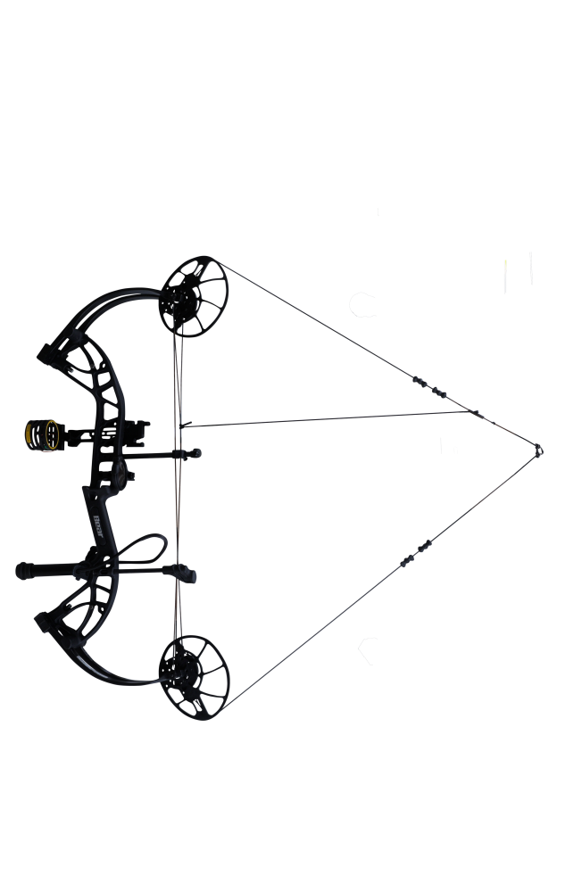 Bear Cruzer G4 RTH Compact Bow in color Shadow aiming left showcasing it's 14"-30" draw length.