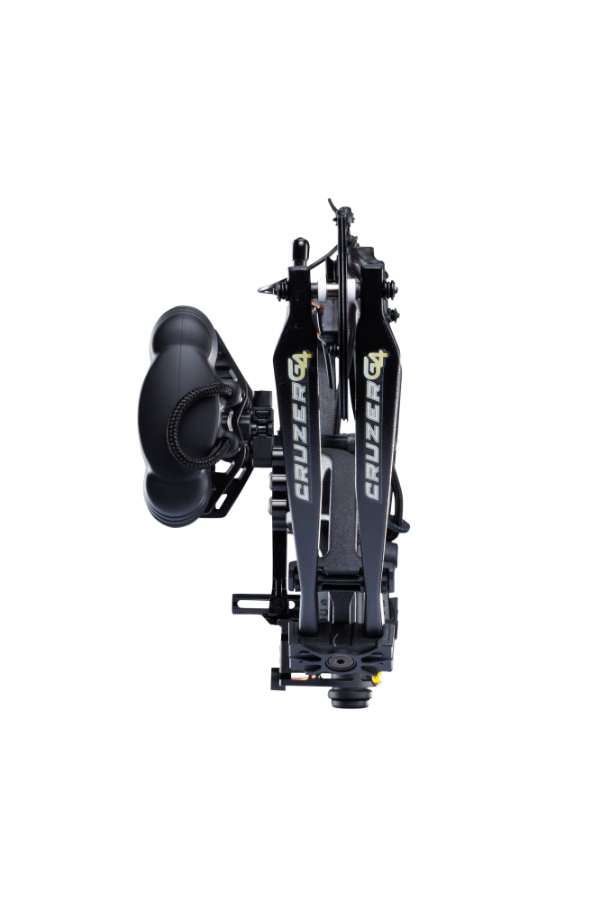 Bear Archery Cruzer G4 logo on compound bow limbs in Shadow color.