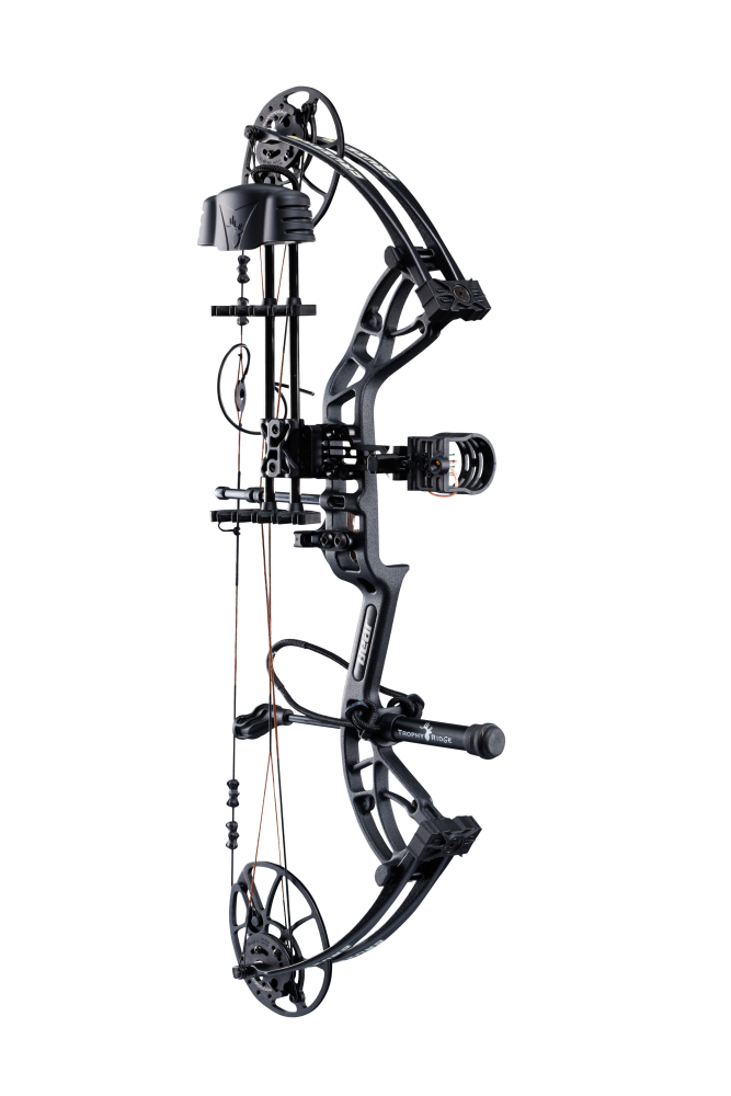 Side view showcasing Trophy Ridge’s ultimate ready-to-hunt package on Bear Archery's Cruzer G4 compact bow. 