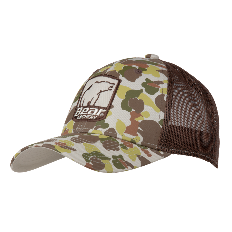 Fred bear camo hat - bear archery camo hat with fred bear camo and bear archery shield logo