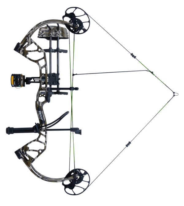 Bear Archery Gamekeeper JR RTH youth bow for hunting with a 27” axel-to-axel and a sleek modern finish in color Mossy Oak Bottomland. 