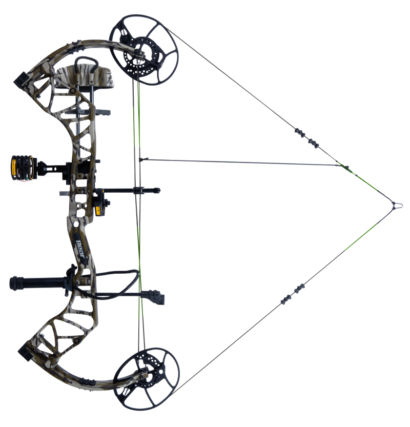 Bear Archery Gamekeeper RTH compound bow with an adjustable draw length from 27 to 32 inches aimed left.
