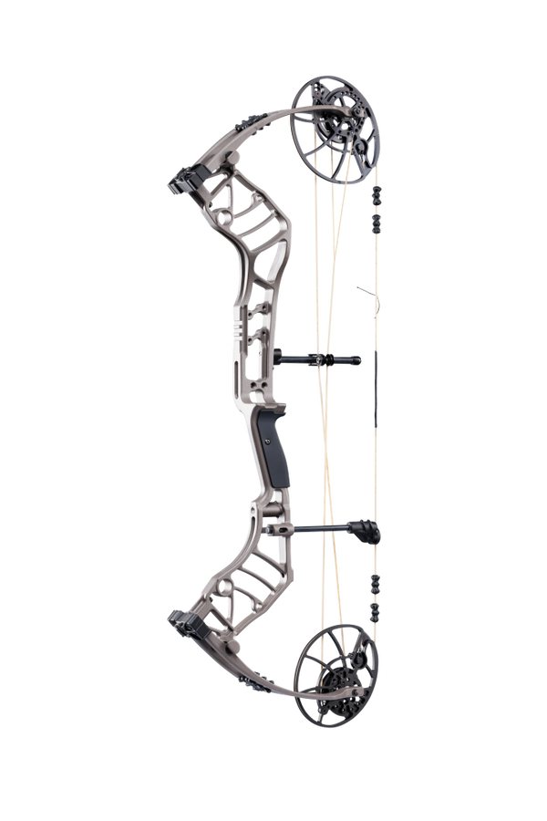 Bear Archery Legend 30 compound bow for hunting with a smooth hybrid cam system, offering adjustable draw length and weight for precision shooting in color Stone.