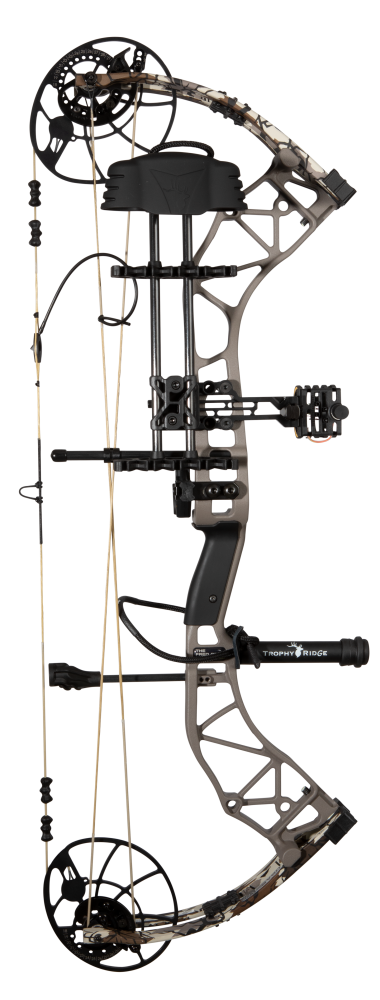 The XR comes either Ready to Hunt or as a bow only option. The RTH version includes Fatal 4-pin sight, Whisker Biscuit V, 5-Spot quiver, stabilizer, peep sight, and D-loop from Trophy Ridge_4