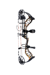 Bear Archery Legit MAXX RTH Compound Bow for bowhunting displayed against a transparent background, emphasizing its professional build quality, Wildfire color option, and Trophy Ridge ready-to-hunt accessories.