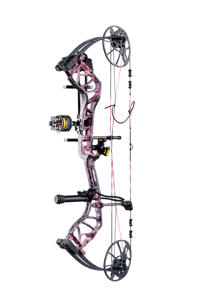 Side view of Bear Archery Legit MAXX RTH showcasing its 30" axel length with dual cams. 