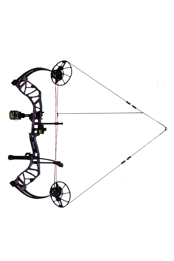 Bear Archery Legit MAXX RTH compound bow with an adjustable draw length from 14 to 30 inches aimed left.