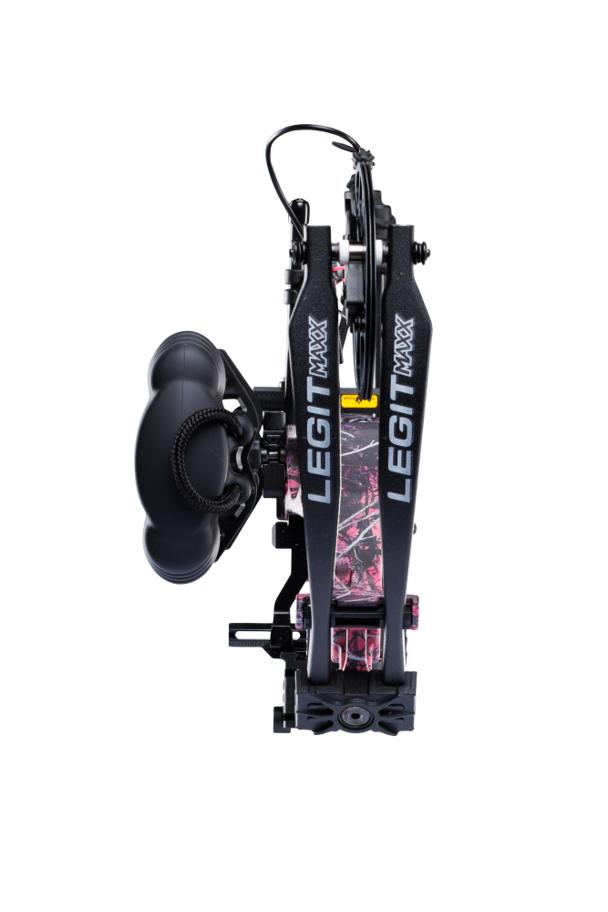 Bear Legit MAXX RTH logo on compound bow limbs in Muddy color.