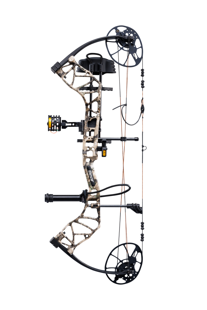 Side view showcasing Trophy Ridge’s ultimate ready-to-hunt package on Bear Archery's Legit MAXX RTH adjustable compound bow. 