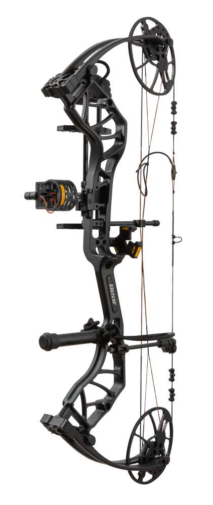 Side view showcasing Trophy Ridge’s ultimate ready-to-hunt package on Bear Archery's Legit MAXX RTH adjustable compound bow. 
