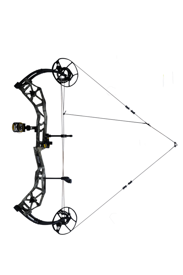 The Bear Archery Paradigm hunting bow at full draw.