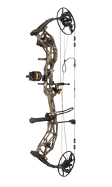 Bear Archery Paradigm hunting bow in color Mossy Oak Roots. The Paradigm is a long draw compound bow.