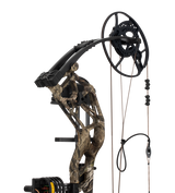 Close up of the Bear Archery Paradigm hunting bow limbs and DHC cam system.