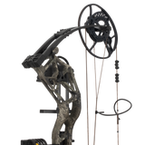 Close up of the Bear Archery Paradigm hunting bow limbs and DHC cam system.