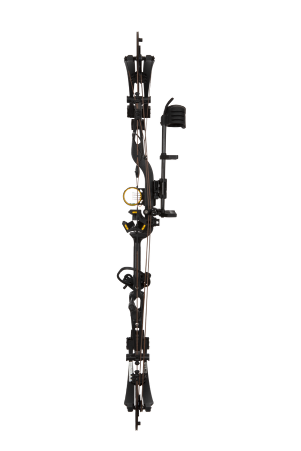 Full view of the Bear Archery Paradigm hunting bow in color Black with an adjustable draw long draw length of 27 - 32 inches.