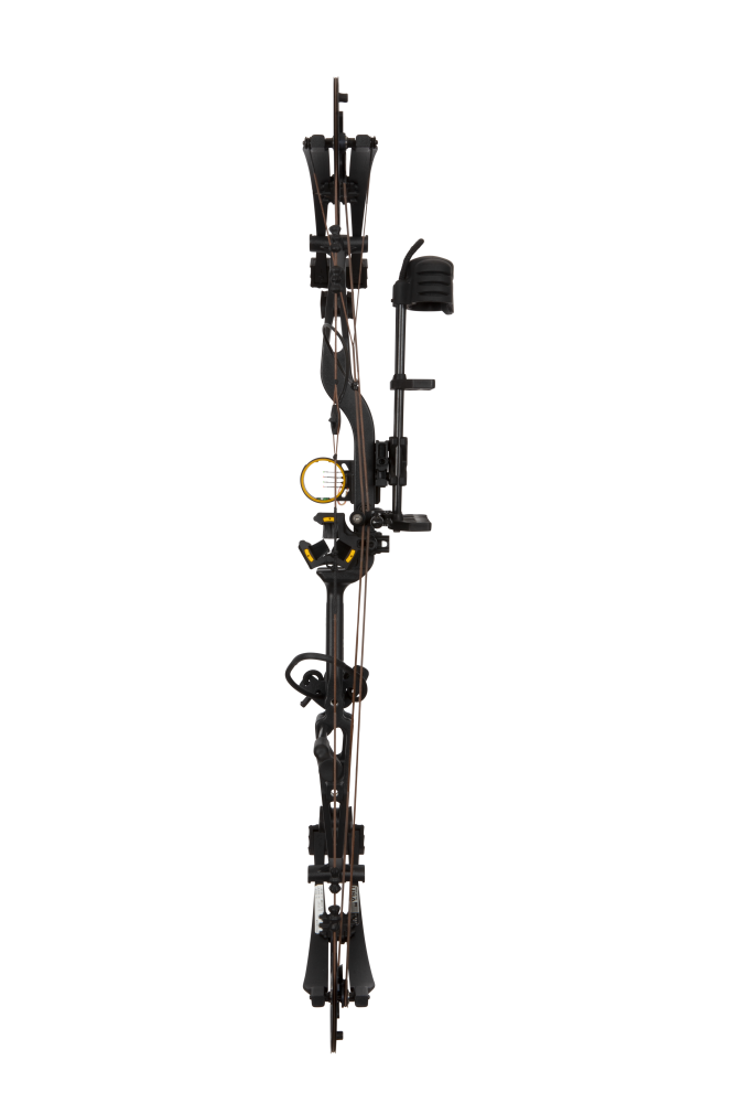 Full view of the Bear Archery Paradigm hunting bow in color Black with an adjustable draw long draw length of 27 - 32 inches.