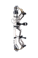 Side view of the Bear Archery Legit MAXX RTH Special Edition compound in color Stone/Bottomland highlighting its 30-inch axle-to-axle length and 6.25” brace height.