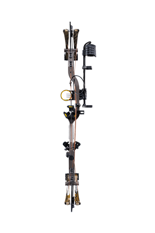 Full view of the Bear Archery Legit MAXX RTH Special Edition compound bow in color Stone/Bottomland with a draw weight range of 10 to 70 pounds and an adjustable draw length spanning from 14 inches to 30 inches.