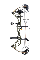 Side view of Bear Archery Legit MAXX RTH Special Edition compound bow in color Throwback Green showcasing it's dual cam system.