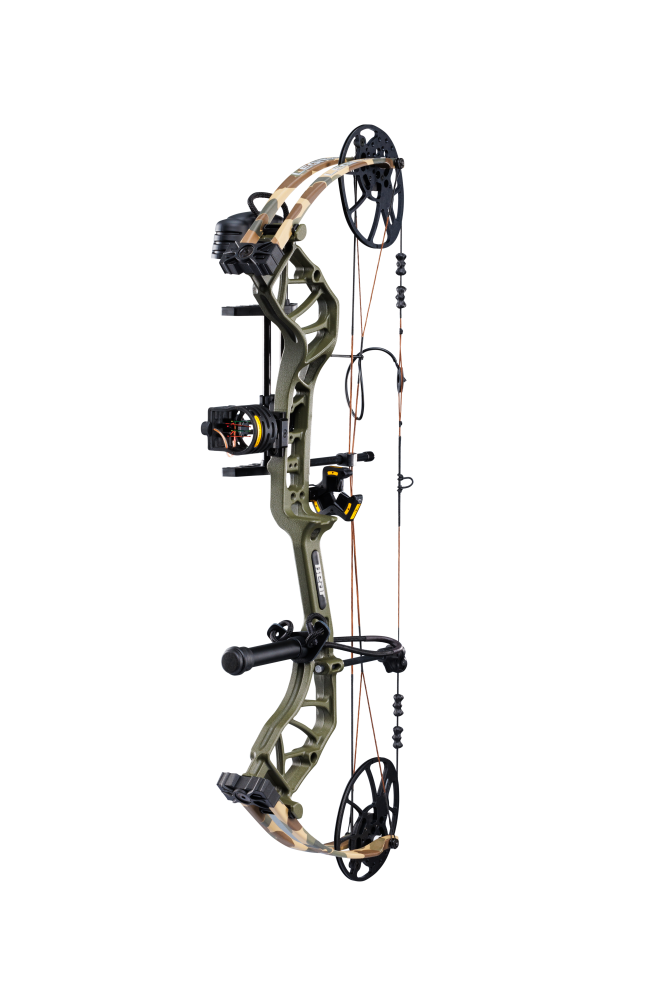 Angled view of the Bear Archery Legit MAXX RTH Special Edition featuring it’s 30-inch axel-to-axel length.