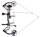 The Bear Archery Species XT single cam compound bow at full draw.