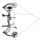 The Bear Archery Species XT single cam compound bow at full draw.
