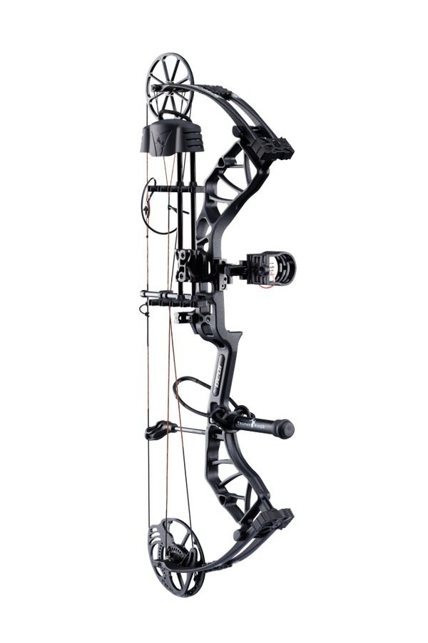 Side view of Bear Species XT single cam bow equipped with top-of-the-line Ready-to-Hunt package from Trophy Ridge.