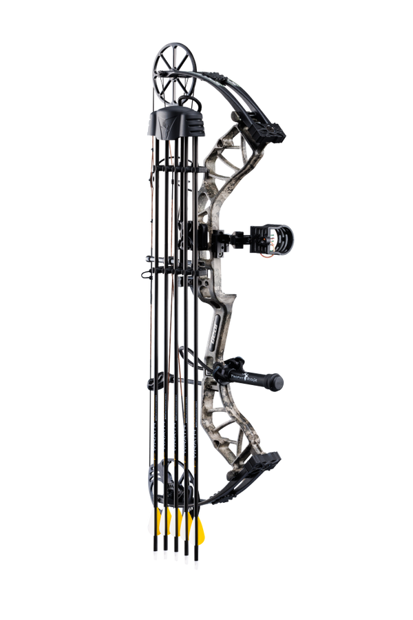 Full length image of the Bear Species XT RTH Extra showcasing this Bear Species bow Extra package. 