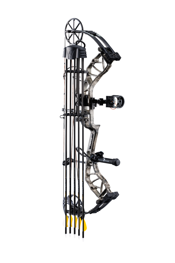 Full length image of the Bear Species XT RTH Extra showcasing this Bear Species bow Extra package. 