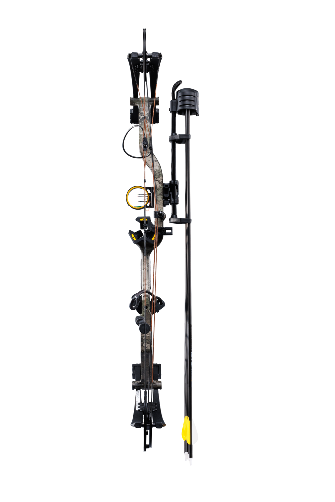 Bear Archery's Species XT RTH Extra pointing forward. Comes equipped with an adjustable draw length.