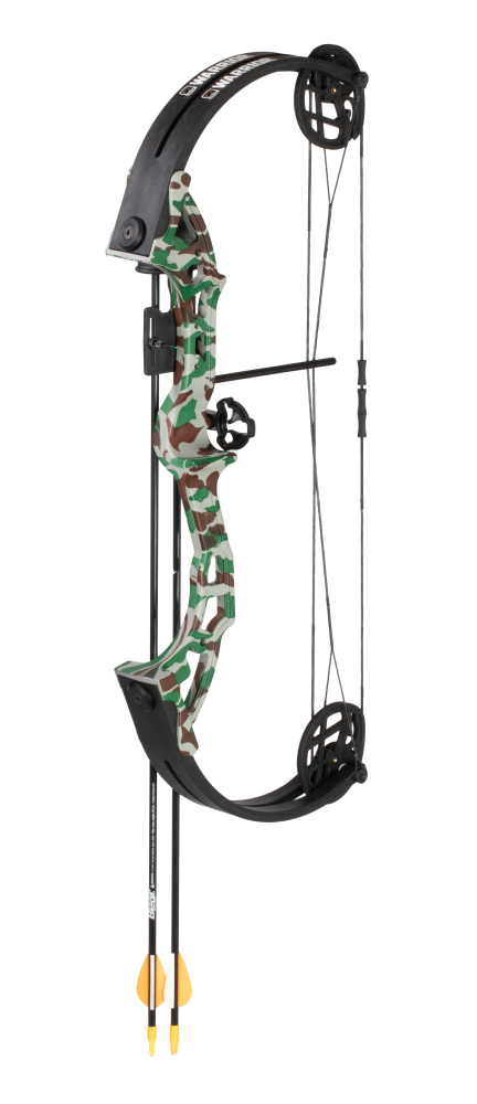 Set also includes arrow rest, 1-pin sight, finger rollers, armguard, and arrow quiver - kids archery set
