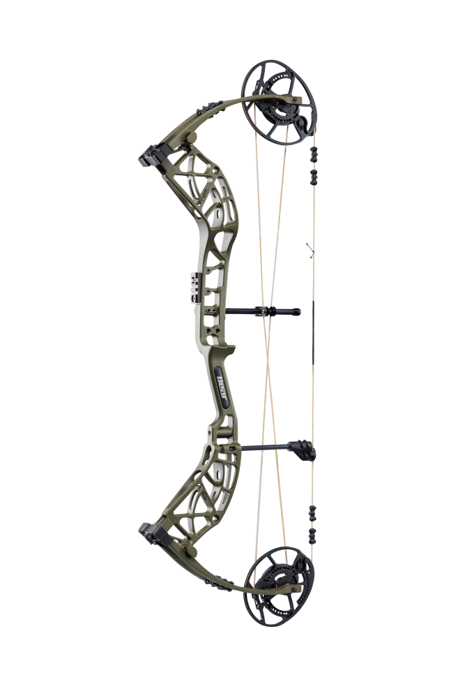 Side view of Bear Archery Whitetail INT compound bow with 90% let off, highlighting its modern lightweight frame.
