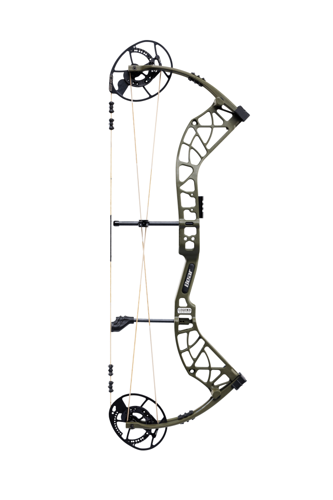 Bear Archery Whitetail INT compound bow with an adjustable draw length from 26 to 30 inches aimed right.