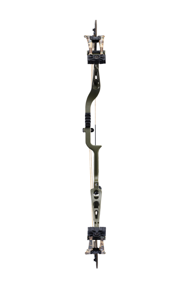Front view Bear Whitetail INT with EKO cams in color Throwback Green.