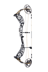 Bear Archery Whitetail INT Compound Bow for bowhunting displayed against a transparent background, emphasizing its professional build quality and Mossy Oak Bottomland color option.