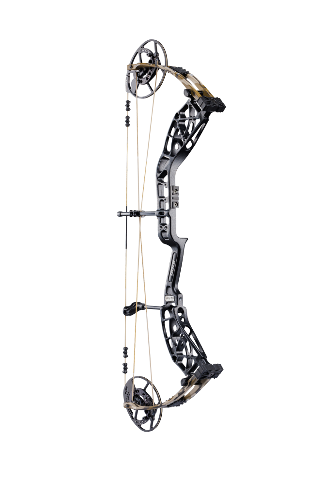 Side view showcasing KillerWave limb dampeners on Bear Archery's Whitetail INT.