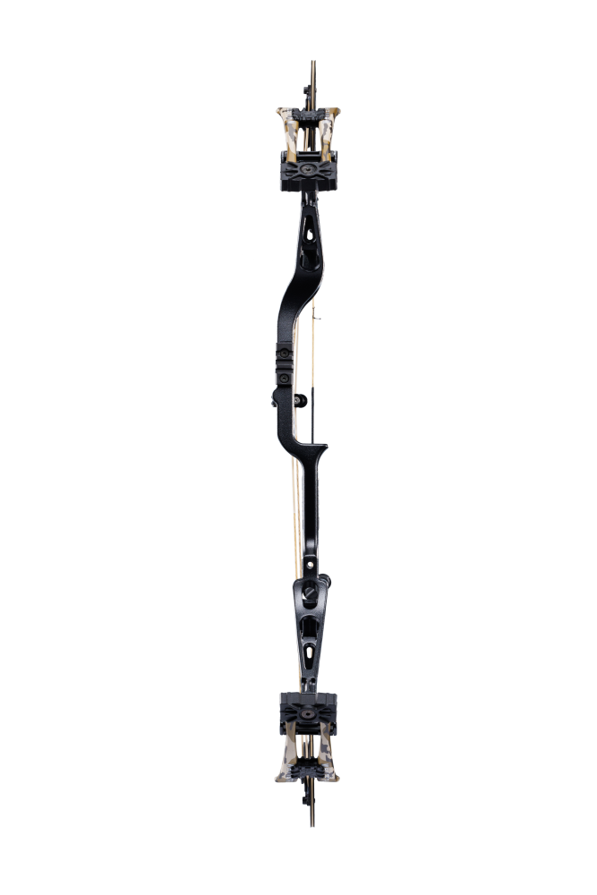 Front view of Bear Archery Whitetail INT in color Mossy Oak Bottomland.