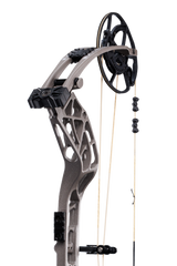 Close up of roller cable guard system matched with the proven EKO cam system on the Whitetail INT compound bow in stone color.