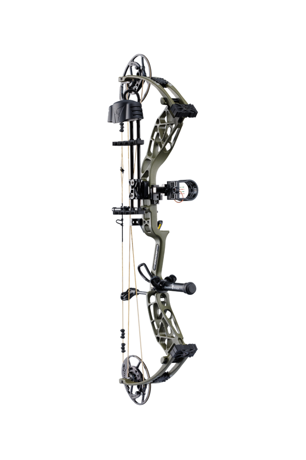 The Bear Whitetail INT RTH compound bow has adjustable let-off options of 75, 80, 85, or 90 percent.