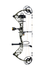 Side view of Bear Archery's Whitetail INT RTH compound bow in color Olive highlighting its KillerWave limb dampeners.