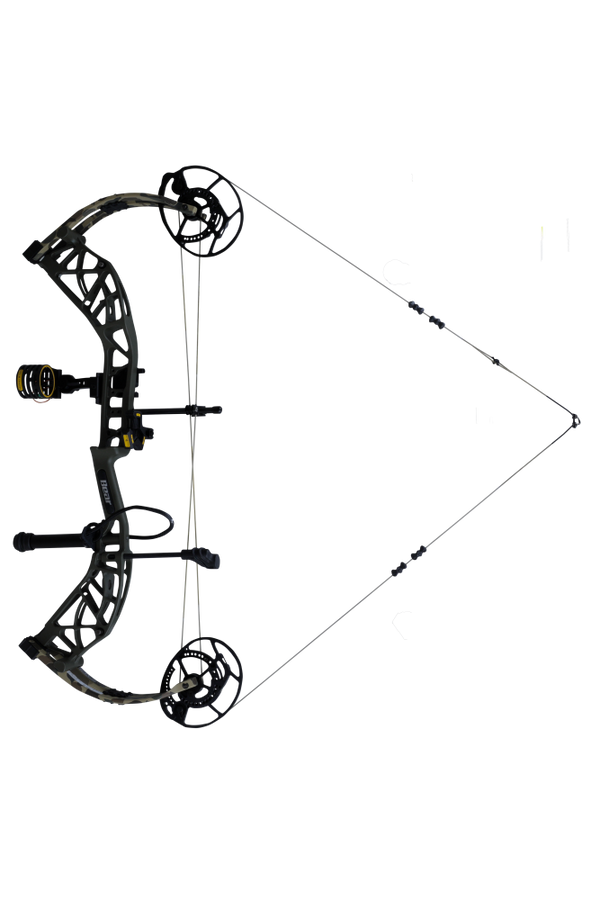 Bear Archery Whitetail INT RTH compound bow with an adjustable draw length from 26 to 30 inches aimed left.
