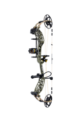 Side view of Bear Archery's Whitetail INT RTH compound bow in color Throwback Green highlighting its KillerWave limb dampeners.