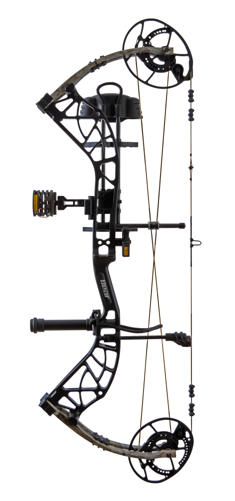 Side view of Bear Archery Whitetail INT RTH compound bow with 90% let off, highlighting its modern lightweight frame.