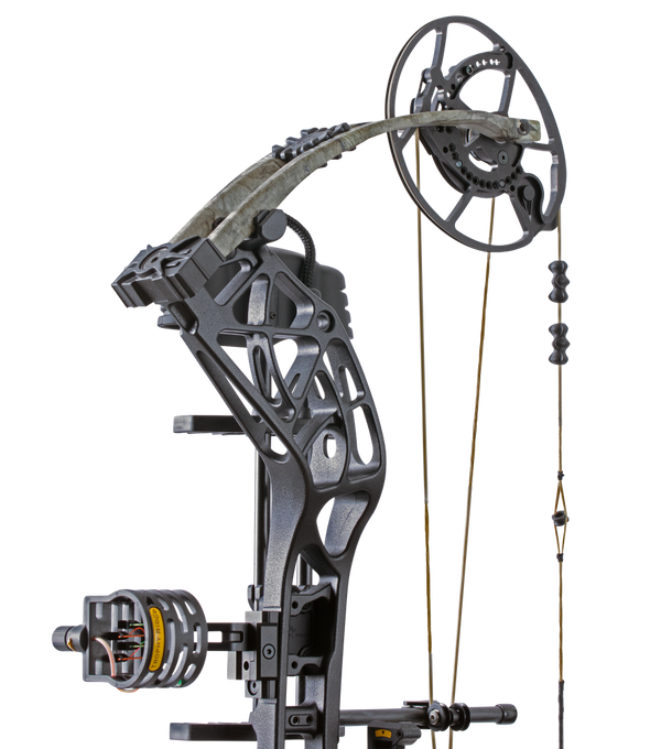 Close up of new roller cable guard system matched with the proven EKO cam system for an unrivaled draw cycle on the Whitetail INT RTH.